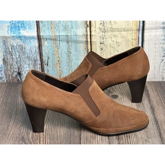 Amalfi By Rangoni Women’s Brown Suede Heels Pump Size 10M Made In Italy - Picture 12 of 16